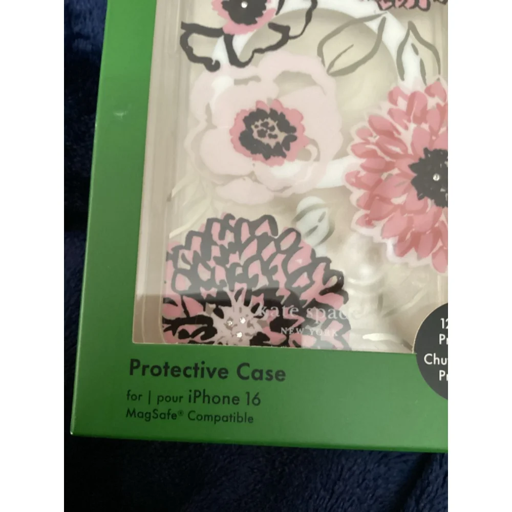 Kate Spade New York Pink Black Clear Floral iPhone 16 Case
